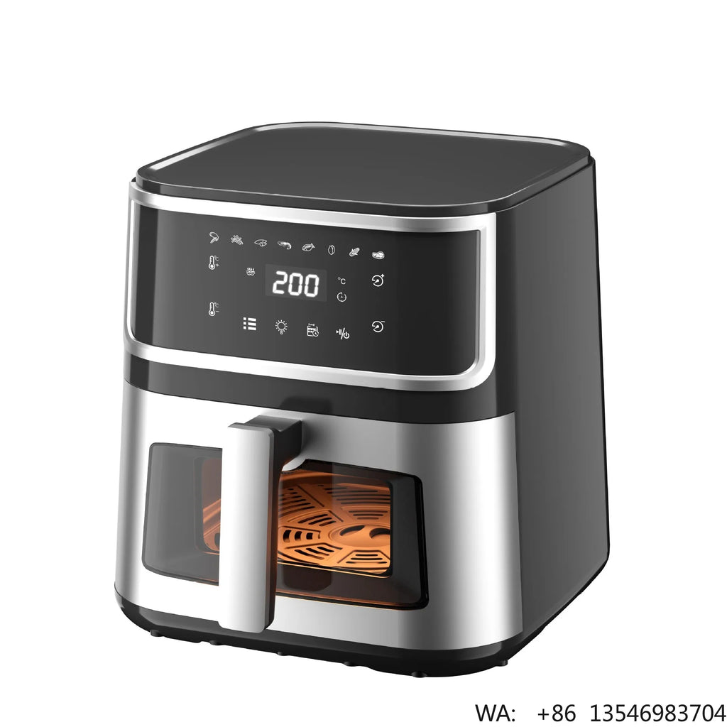 Smart Electric Air Fryer Household Multifunctional Automatic Potato Chip Machine 8L Stainless Steel Interior With Window