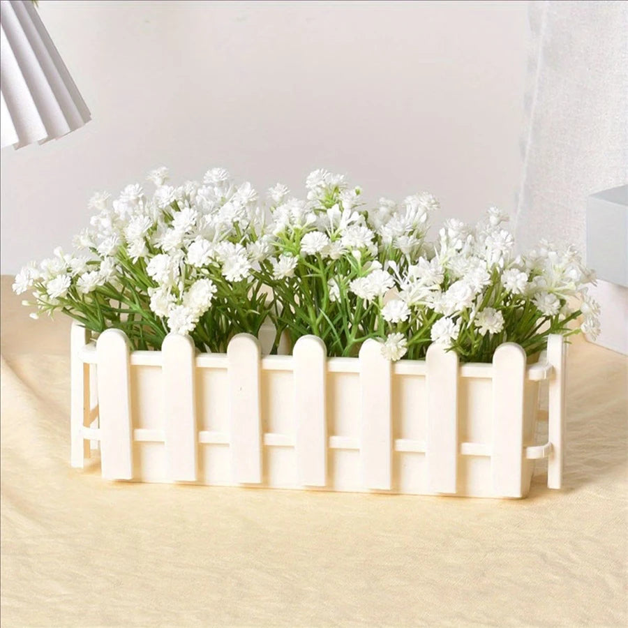 Modern Rectangular Planter  - Pot Series with Decorative Fence Design - Home Garden Decoration Gardening Gift Home Decor