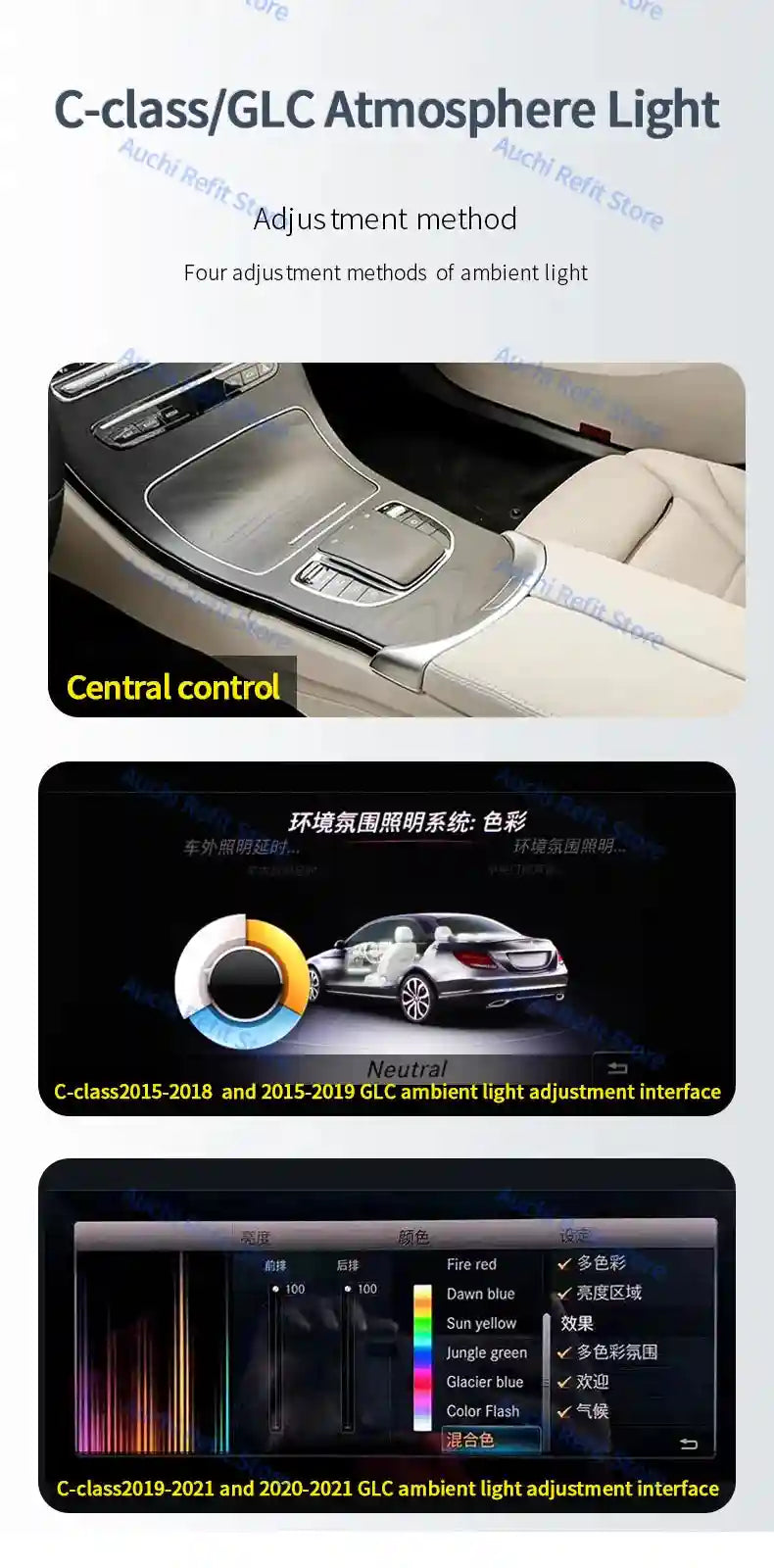Mercedes-Benz W205 Ambient LED Vents - 64-Color Lighting Kit Tidesmit