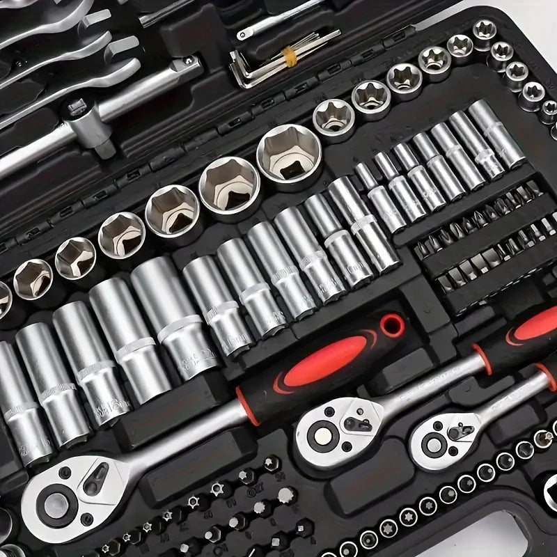 Professional 46pcs Cr-V Steel Socket Set with Ratchet Wrench Storage Bag Durable Sockets Extension Bar for Auto Home Repair Tool