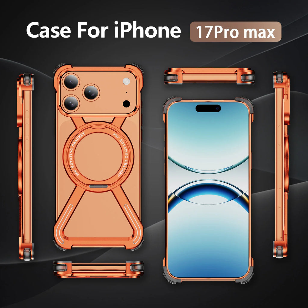 iPhone 17 Pro Max Shockproof Metal Frame Case with Integrated Rotate Stand Tidesmit