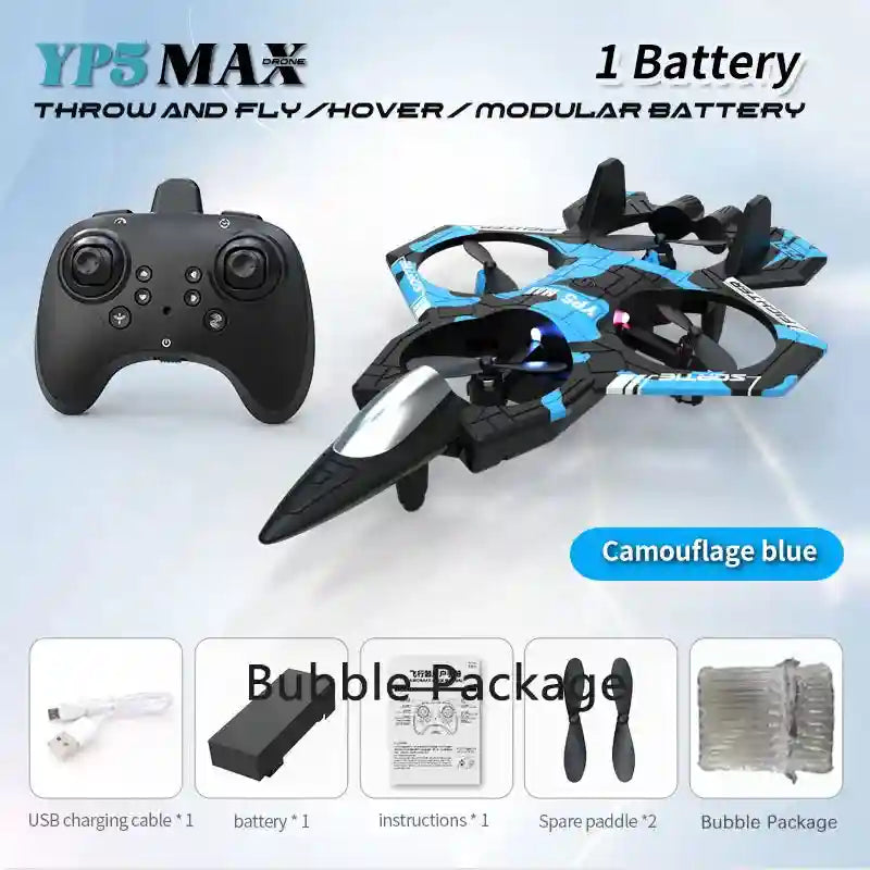 Remote Control Stunt Plane 4-Channel UAV - YP5 Stable Hover Model YP5-Blue Tidesmit