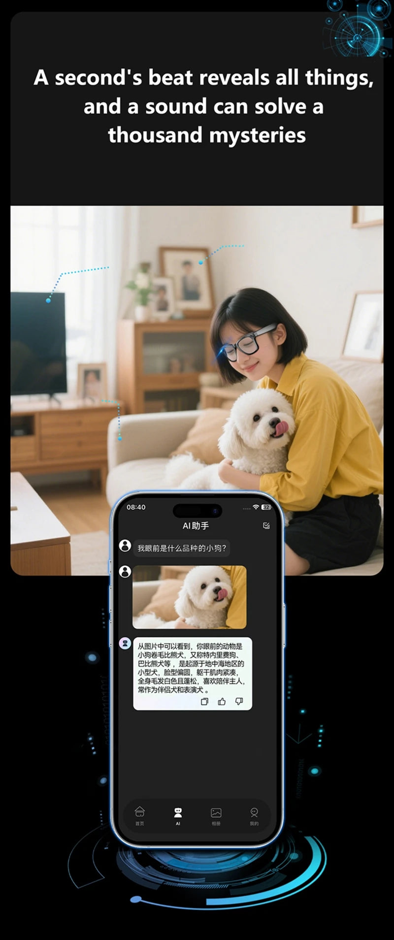 AI Smart Glasses with Camera & Bluetooth Audio - Tidesmit Multi-Lens Tidesmit