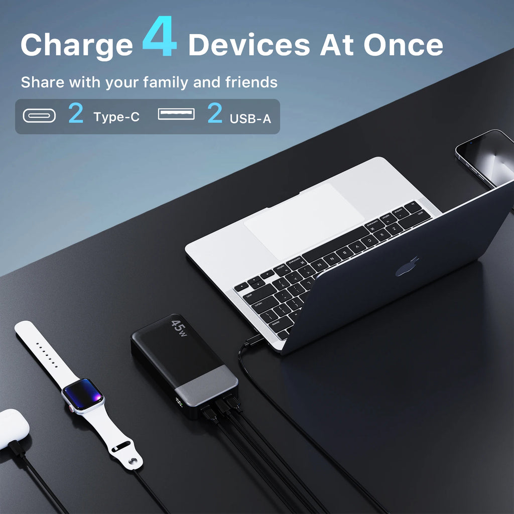 20000mAh Portable Charger - 45W USB-C Fast Charging Power Bank Tidesmit
