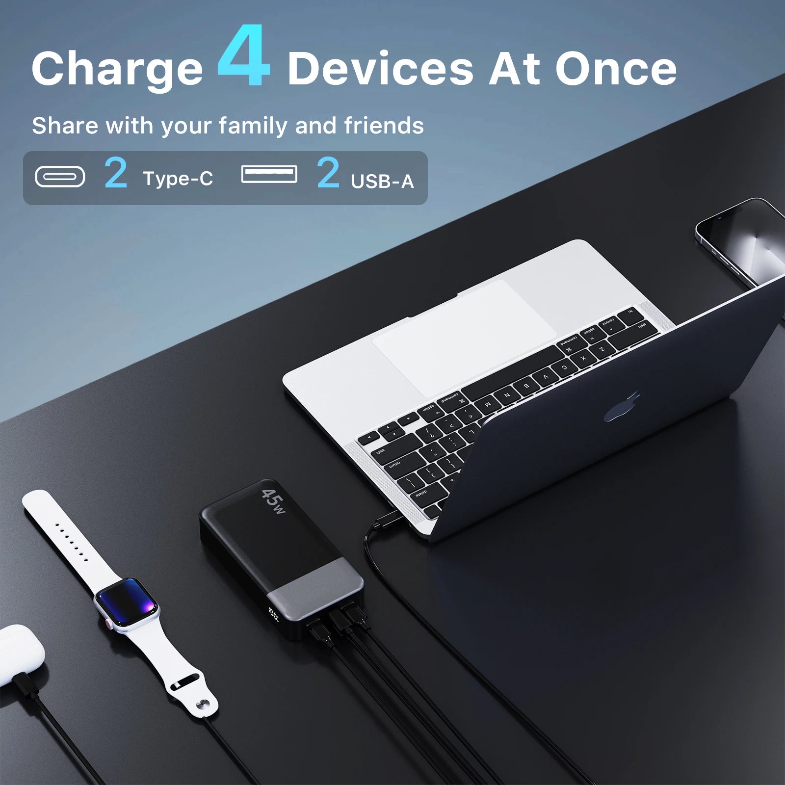 20000mAh Portable Charger - 45W USB-C Fast Charging Power Bank Tidesmit