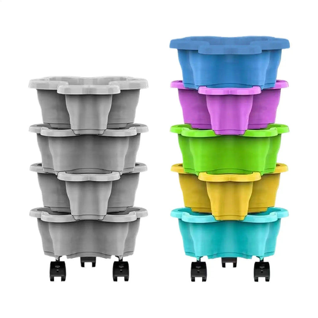 Stackable Vertical Planter 4/5-Tier with Wheels Weatherproof Plastic Flower Pot Garden Towers for Vegetable Strawberry Planter