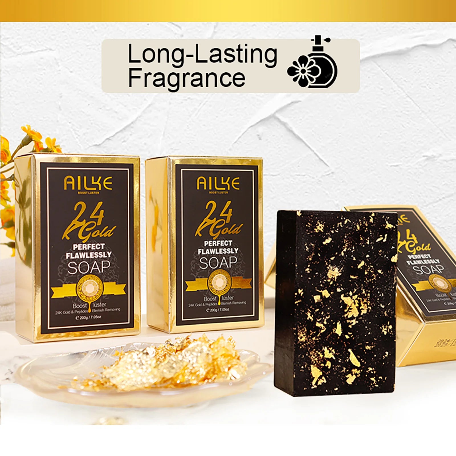 AILKE 24k Gold Flawlessly Whitening Skin Care Set For All Skin Type, Moisturizer, Reduce Black Spots, Smoothing, Brightening