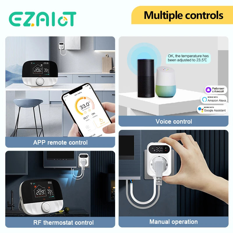 Tuya WiFi Smart Thermostat Water Gas Boiler RF433 Wireless Temperature Controller Socket Receiver Voice Alexa Google Home Alice