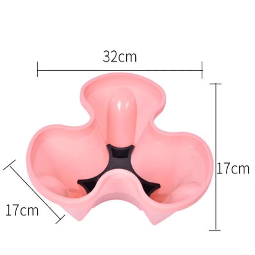 Pink 3-petal plastic vertical flower pot for stacked planting