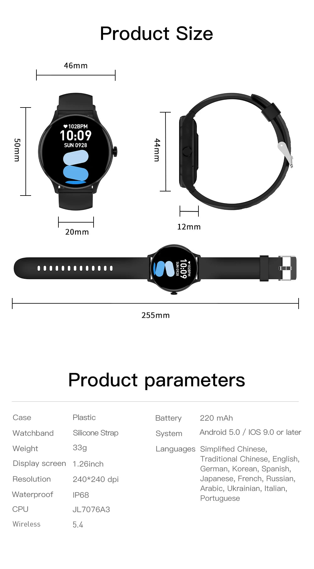 LIGE 1.26" HD Smart Watch 24/7 Health Monitoring Bluetooth Call 123+ Sports Modes IP68 Waterproof Sleep Tracker for Android iOS