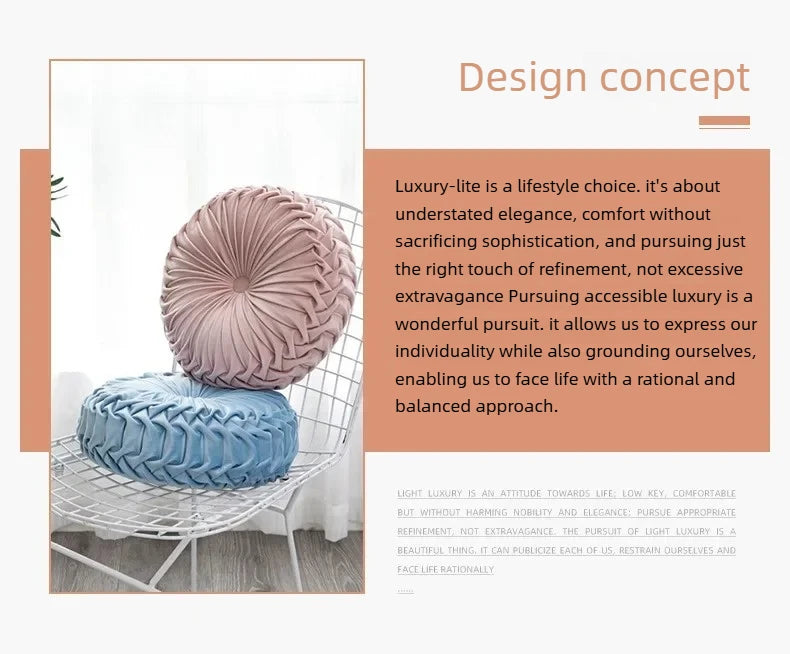 Light Luxury Solid Color Dutch Plush Pumpkin Sofa Pillow Handsewn Wheel Shape Chair Waist Pillow Cushion
