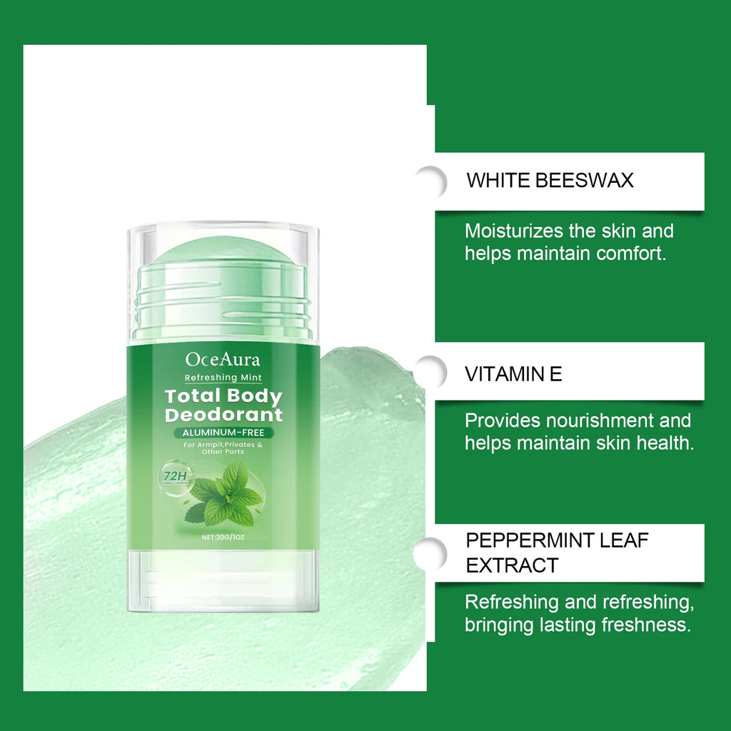 Tidesmit Mint Body Care Stick for long lasting freshness, odor purification, and moisturizing daily use, 30g.