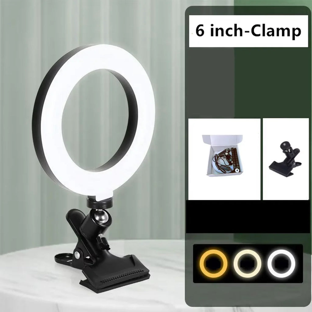 Clip-On 6-Inch LED Ring Light for Phone & Webcam - LED-001 LED-001 Tidesmit