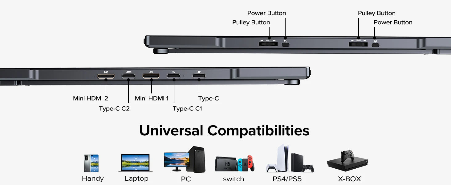 UPERFECT Delta Max Touch 18.5" 100Hz Stacked Monitor Laptop Touchscreen Folding Dual Mobile Computer Display W/ USB C Mini HDMI