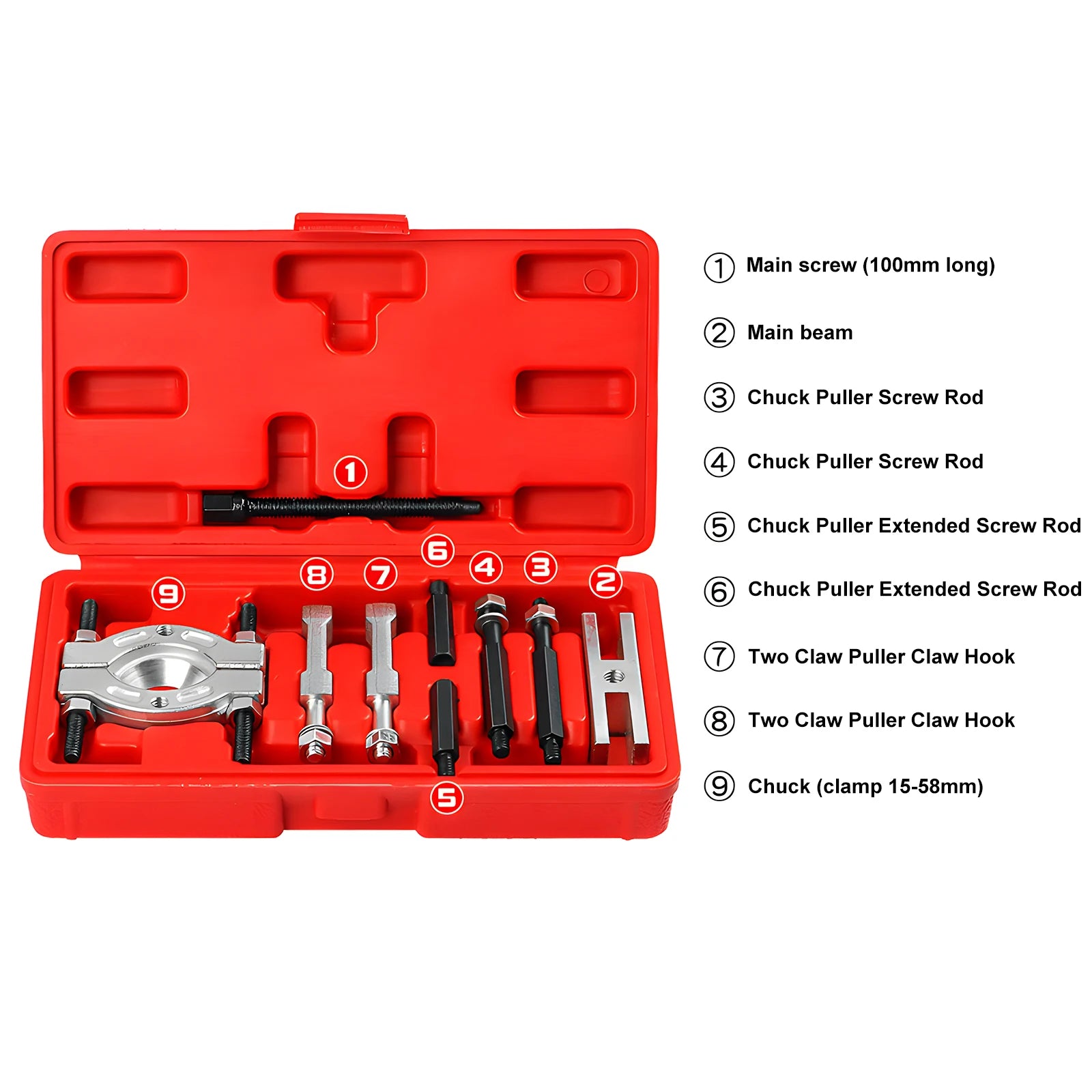 Podofo 9Pcs Bearing Puller Set Mini Bearing Separator 2 Jaw Remover Tool Kit Splitter With Extension Rods Forcing Screw For Car Wheel Hub Axle Pinion Gear Pulley Removal