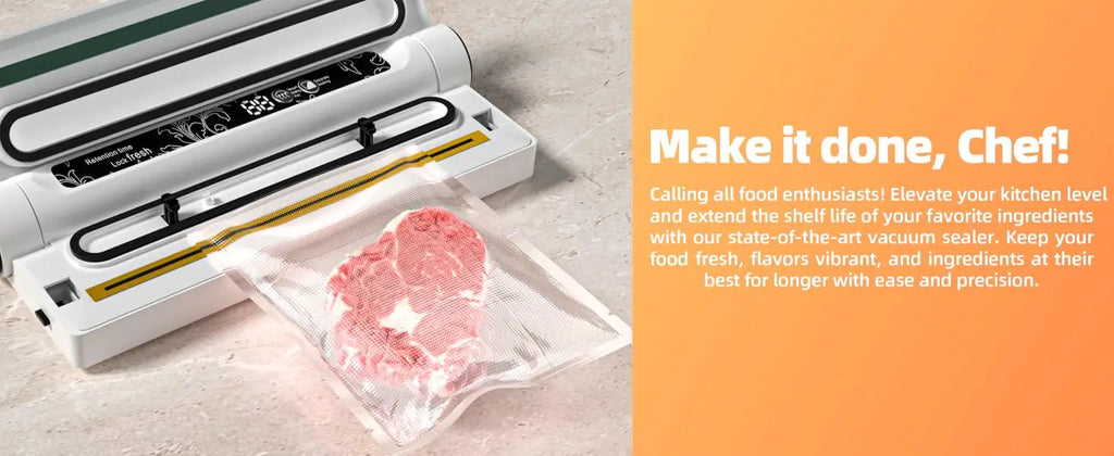 Vacuum Sealer with Bags, Fully Automatic Dry & Wet Food Sealer, One-Click Operation, Strong Suction, Digital Display