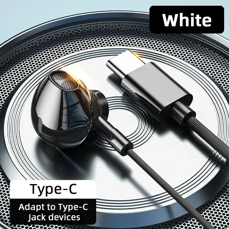 Tidesmit USB C Wired Headphones - HiFi Stereo Audio with Mic Black Type C Tidesmit