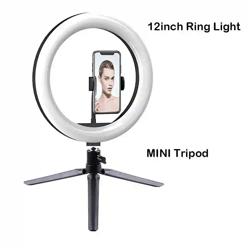 12 Inch LED Ring Light with Adjustable Tripod for Content Creation 12INCH MINI TRIPOD Tidesmit
