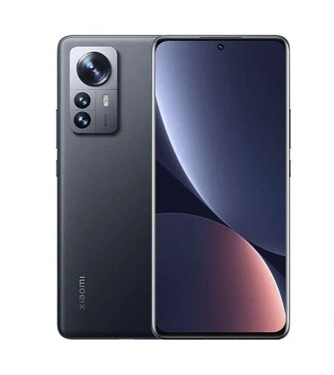 Xiaomi 12 Pro 5G grey smartphone, front and back view, 50MP triple camera system, 6.73-inch display, used condition.