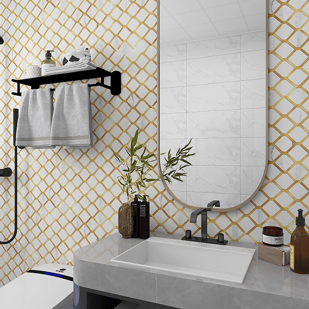 Mosaic Wall Tile Peel and Stick Self Adhesive Wall Stickers Waterproof Aluminum Composite Rectangle Kitchen Bath Tile Backsplash