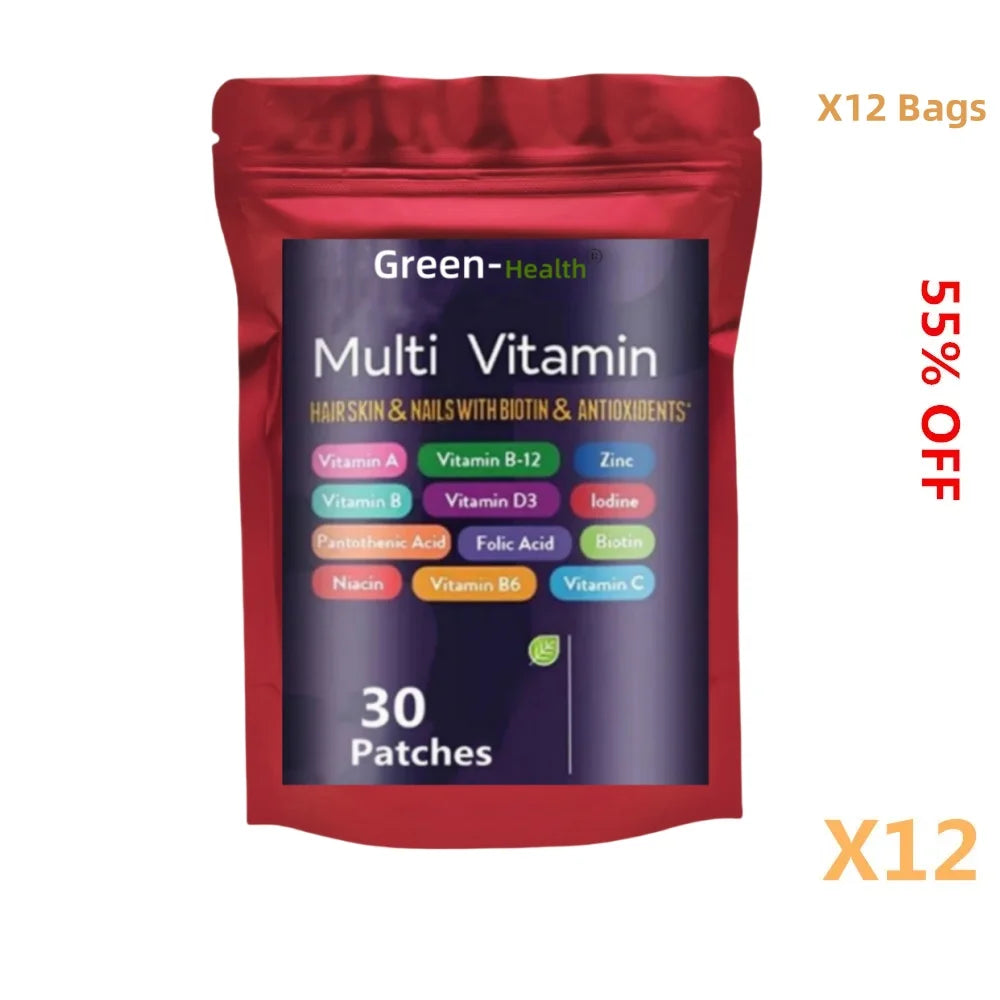 Tidesmit multivitamin patches with biotin, vitamins, and minerals for energy, immunity, and antioxidant health support.