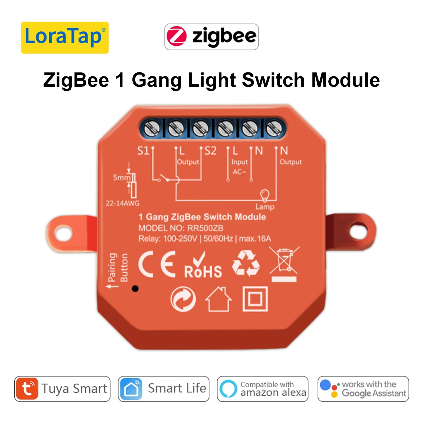 Smart WiFi Light Switch Module for Home Automation - App Controlled ZigBee 1 Gang Switch Tidesmit
