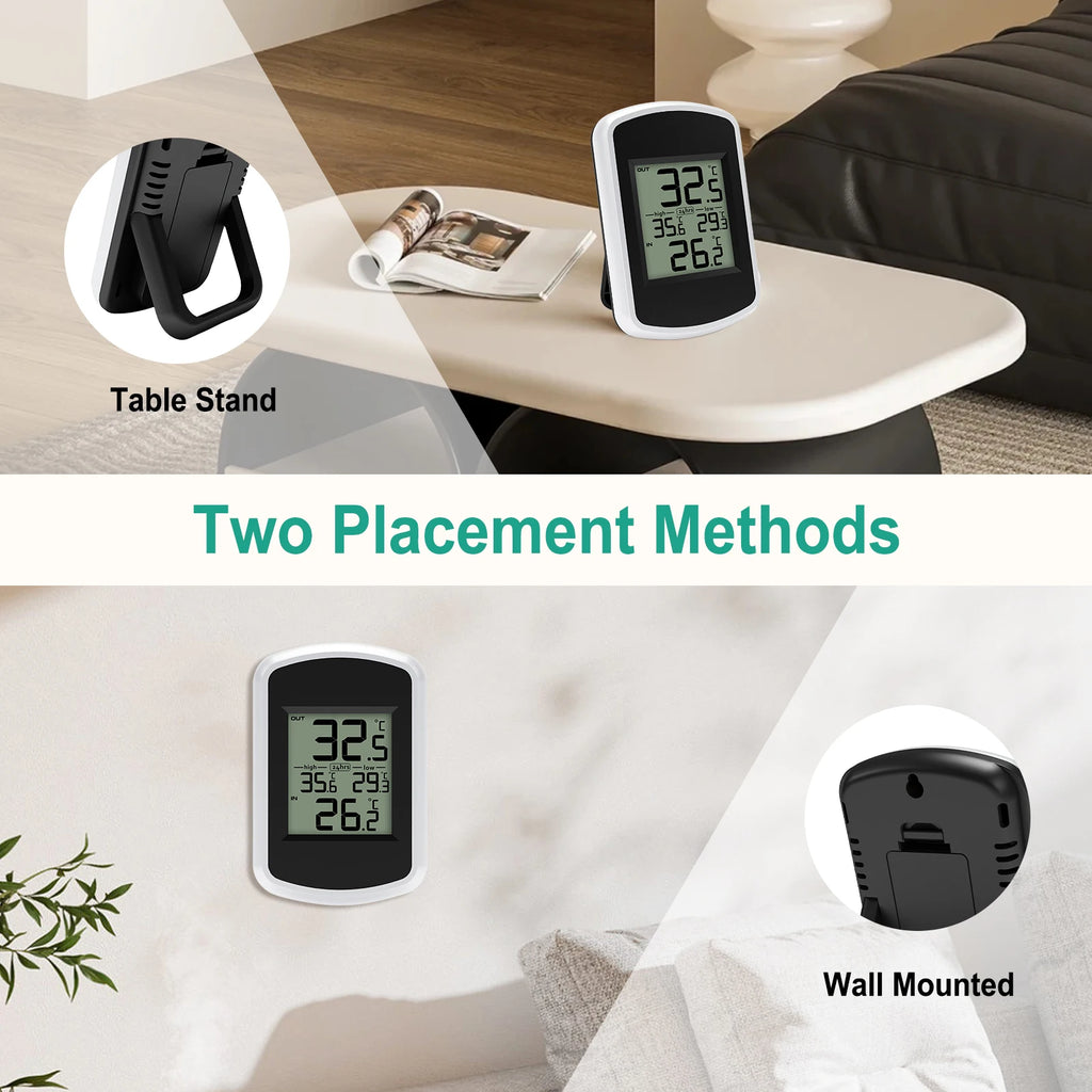 Wireless Indoor Outdoor Thermometer Digital Indoor Outdoor Temperature Monitor Suitable for Greenhouse and Home Room