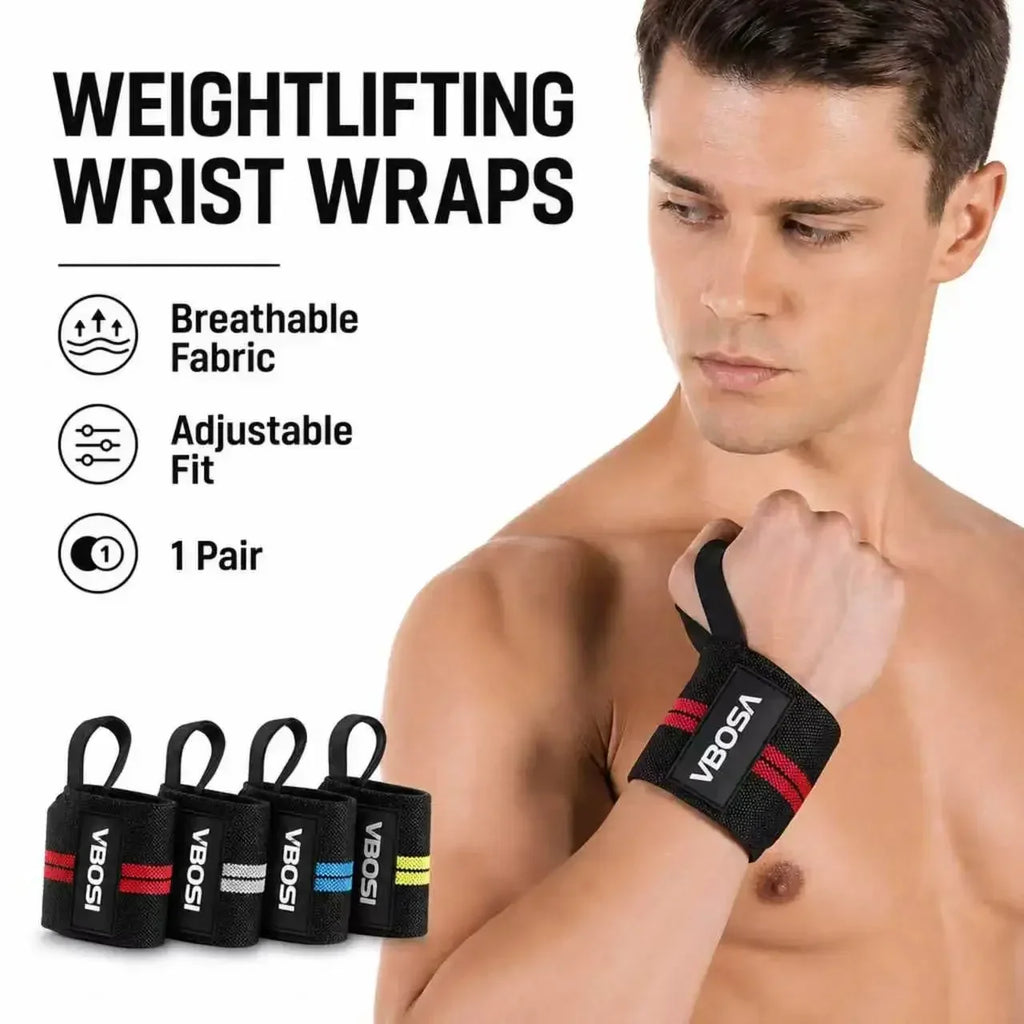 VBOSI Adjustable Wrist Support Brace with Thumb Loop,Heavy Duty Wrist Wraps for Powerlifting, Weight Training&Injury Prevention