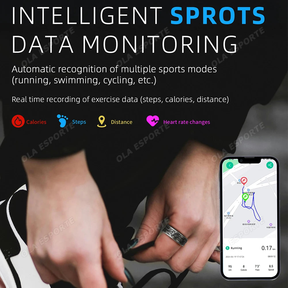 Retro Smart Ring For Men Women Touch Control Function Health Monitor IP68 5ATM Waterproof Multiple Sports Modes Fitness Ring New Tidesmit