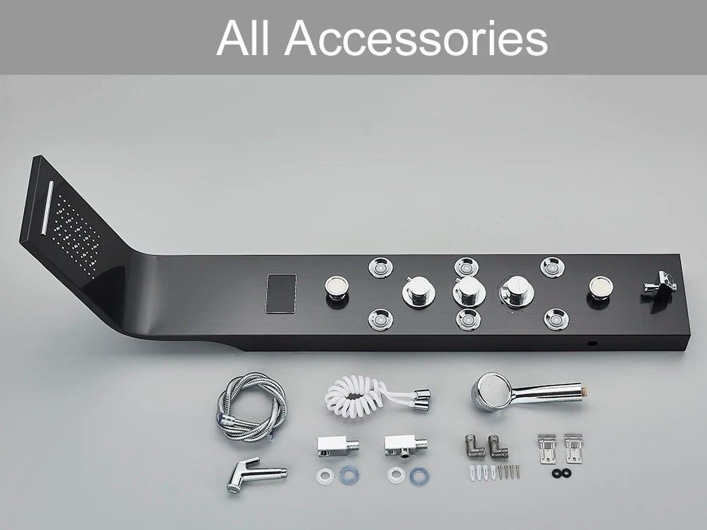 LED Light Shower Faucet Bathroom SPA Massage Jet Shower Column System Waterfall Rain Shower Panel Bidet Sprayer Tap