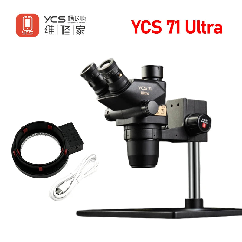 NEW YCS 71 Ultra HD Trinocular Microscope Head 0.67X-45X Zoom for Phone Electronic Repair Microscope Camera