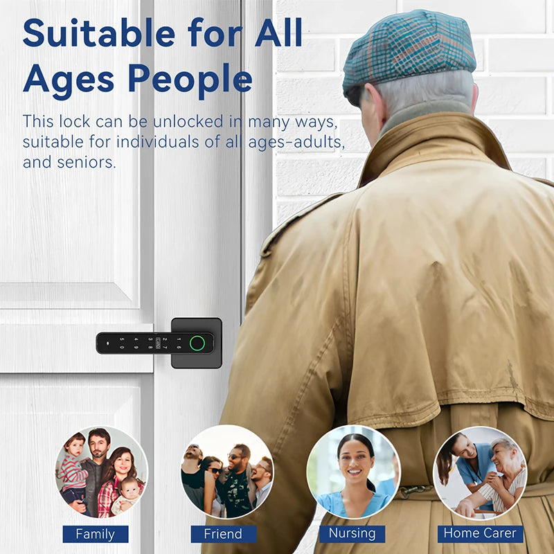 XSDTS Tuya Handle Fingerprint Key Card Digital Smart Door Lock Keypad Key Entry Electronic Lock Home House Apartment