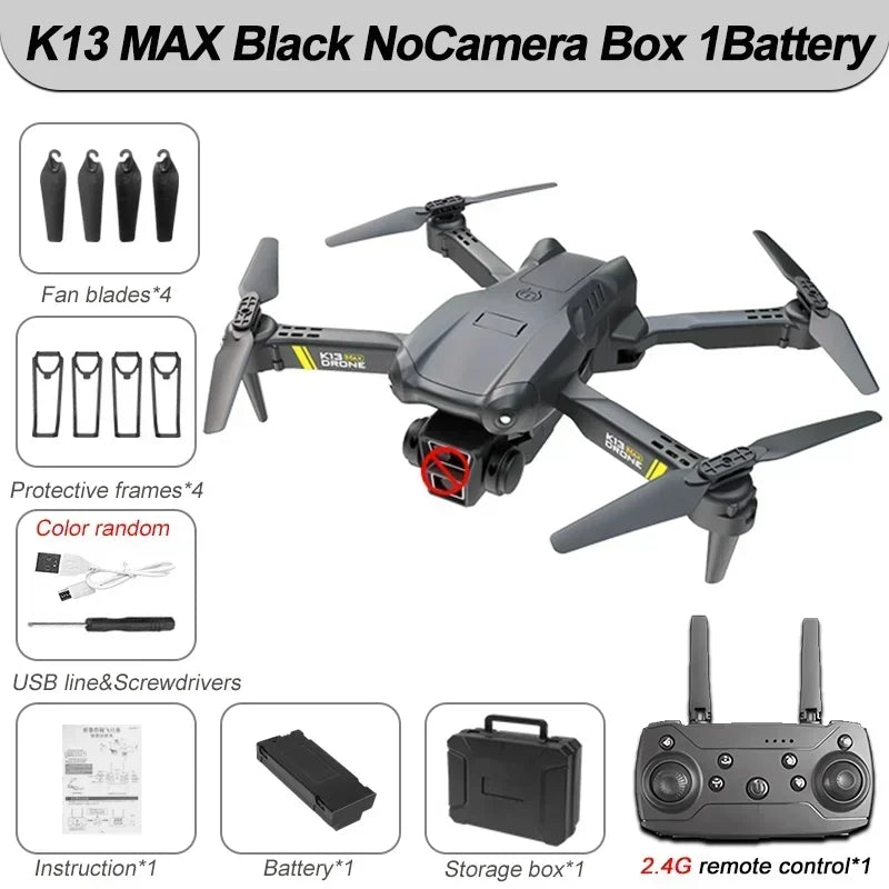 4K GPS Drone with Triple Camera - Foldable FPV Quadcopter Black No Camera 1B Tidesmit