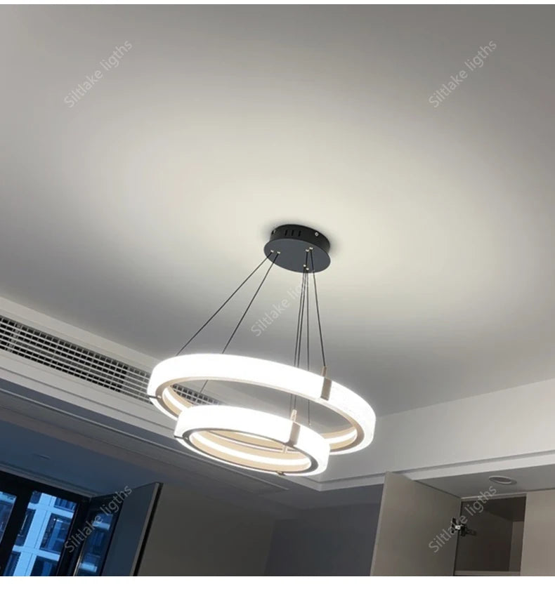 Modern Round LED Ring Light – Adjustable Minimalist Pendant 40-80cm Tidesmit