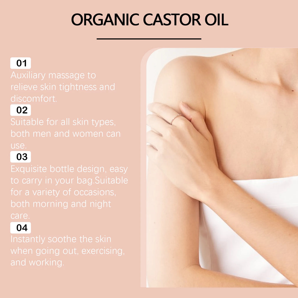 Organic Castor Oil Roll on Skin Care Essential Oil Moisturize Nourishing Brightening Deep Relaxation Face Body Massage Essence
