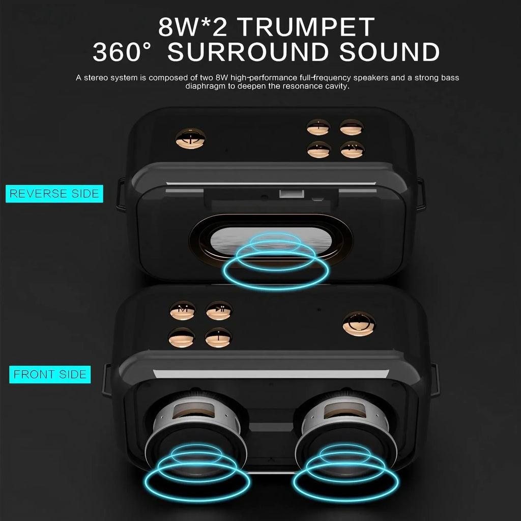 Bluetooth Speaker Portable Outdoor Wireless TWS Stereo Pairing 16W Powerful Deep Bass Sound Bluetooth 5.0 Speaker With Multiple Play Modes All-Day Battery Life IPX6 Waterproof For Camping Travel Party Home Desktop Audio Stere
