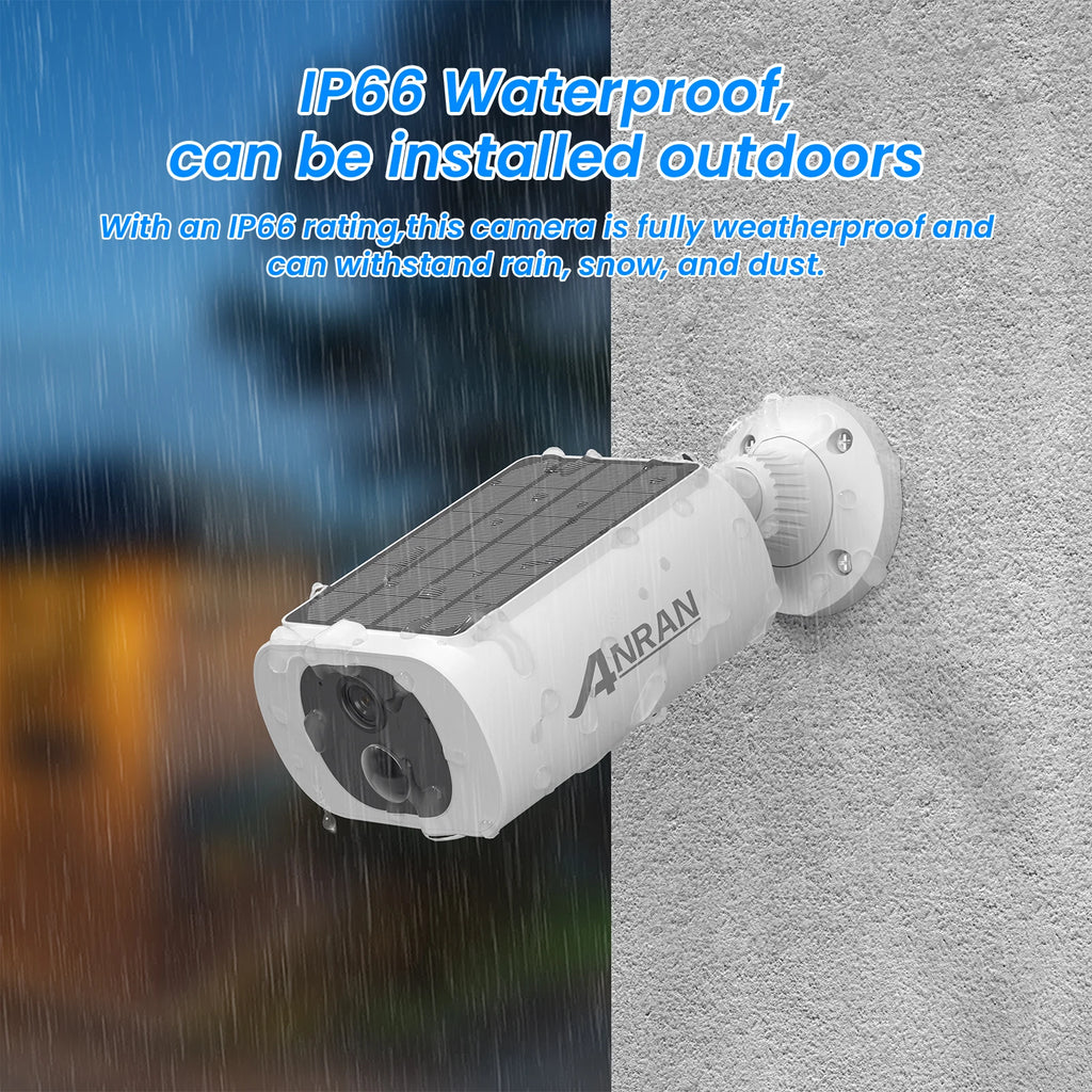 ANRAN 2K Solar Camera Built-in Battery 3MP 2.4G WIFI Security Camera Flood lights Free Basic Cloud Storage Color Night Vision