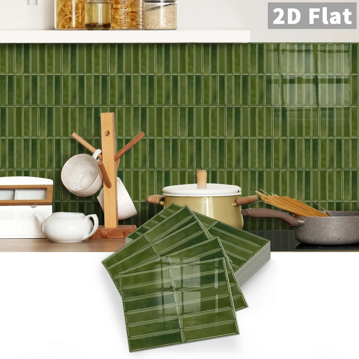 Green 2D tile decal sheets with glossy square grid pattern