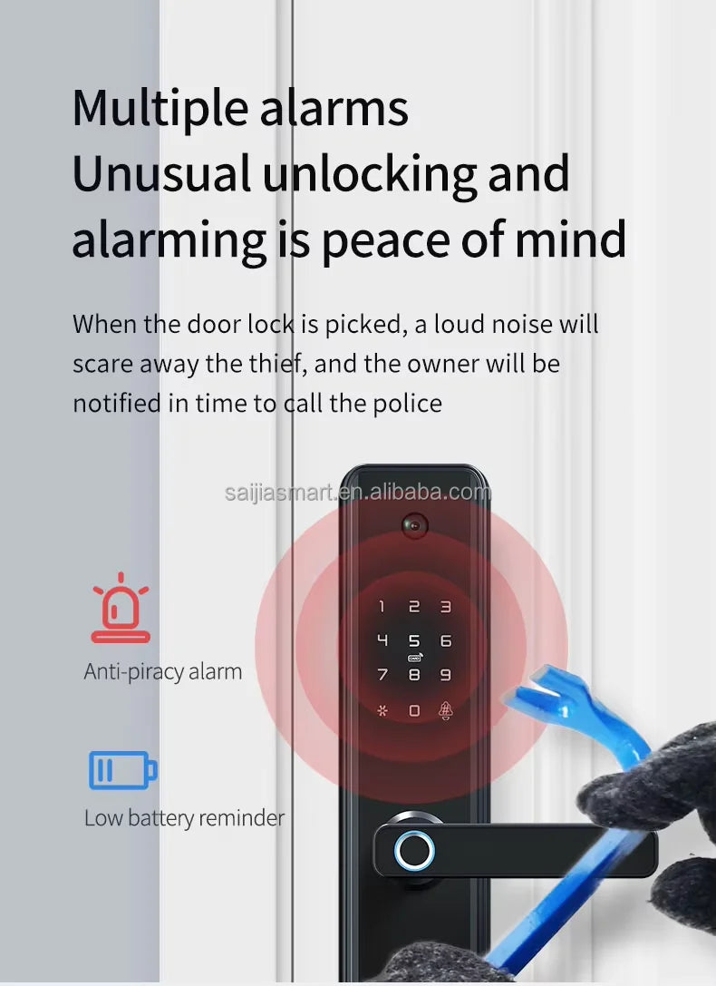 Gate Security Intelligent Combination Tuya Handle Digital Fingerprint Smart Door Locks With Camera