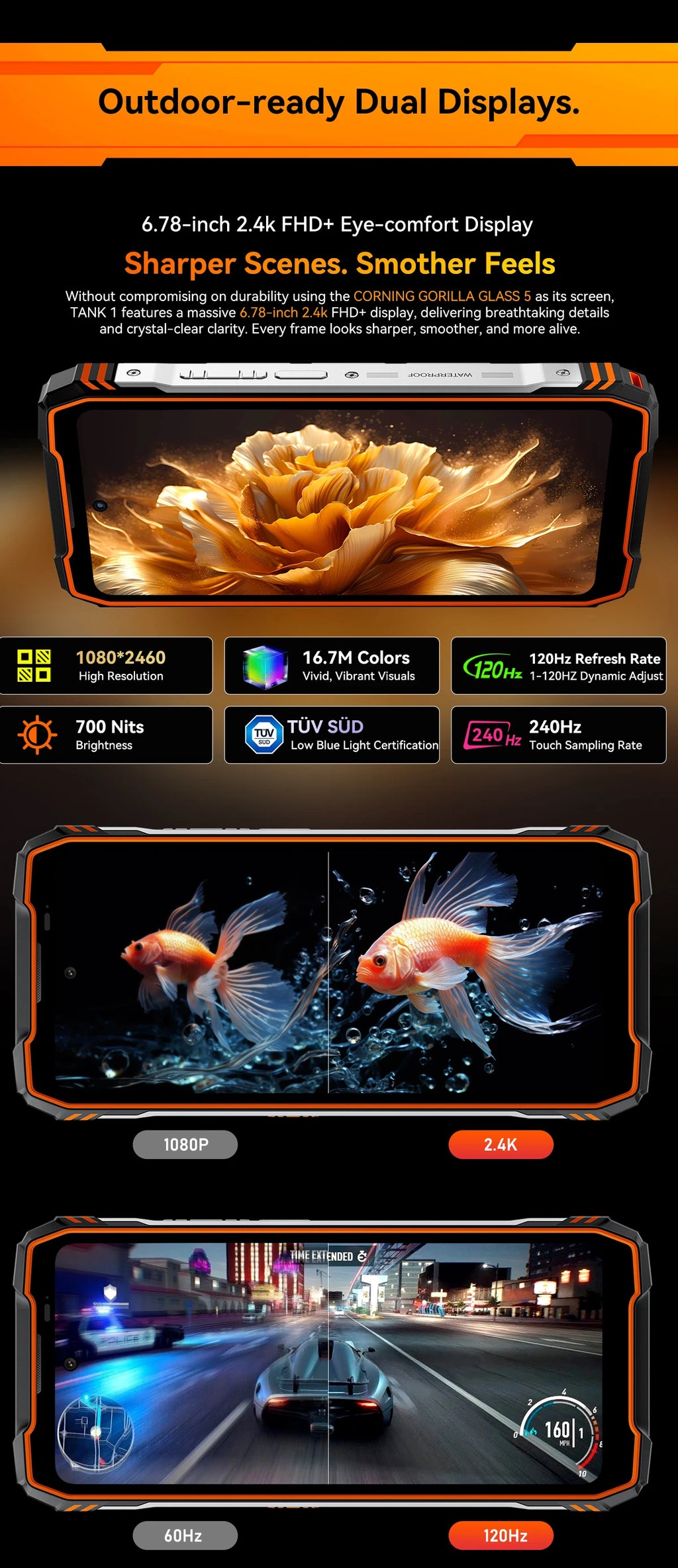 Blackview OSCAL TANK 1 Rugged Smartphon 5G 6.78" FHD+Display Cell Phone16GB+512GB 20000mAh 64MP Telephone Portabl Android 15 NFC