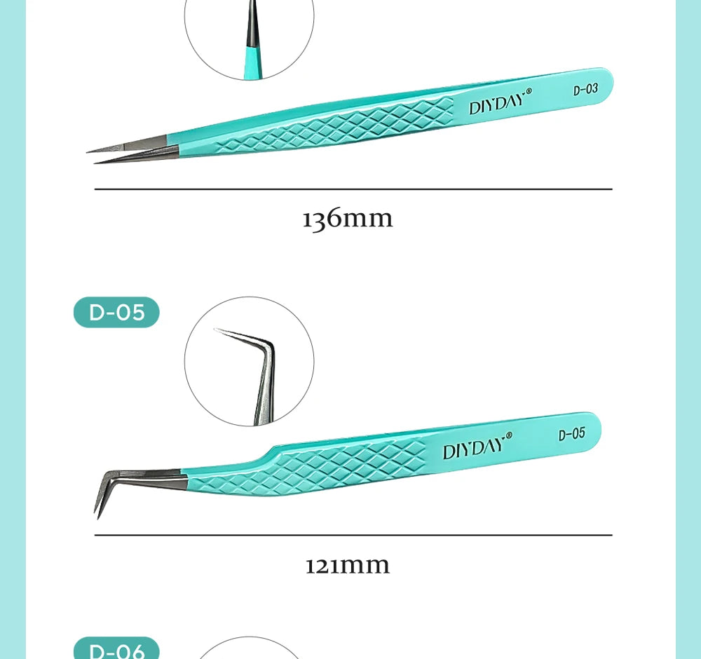 Eyelash Extension Tweezers D-01 | Precision Fiber Tip for Salon Results False Eyelashes Tidesmit