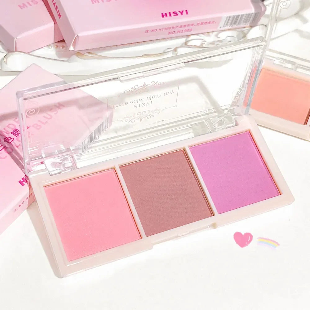 Tidesmit 3-Color Cheek Red Plate for nude matte milk tea orange makeup with high color rendering and long-lasting wear