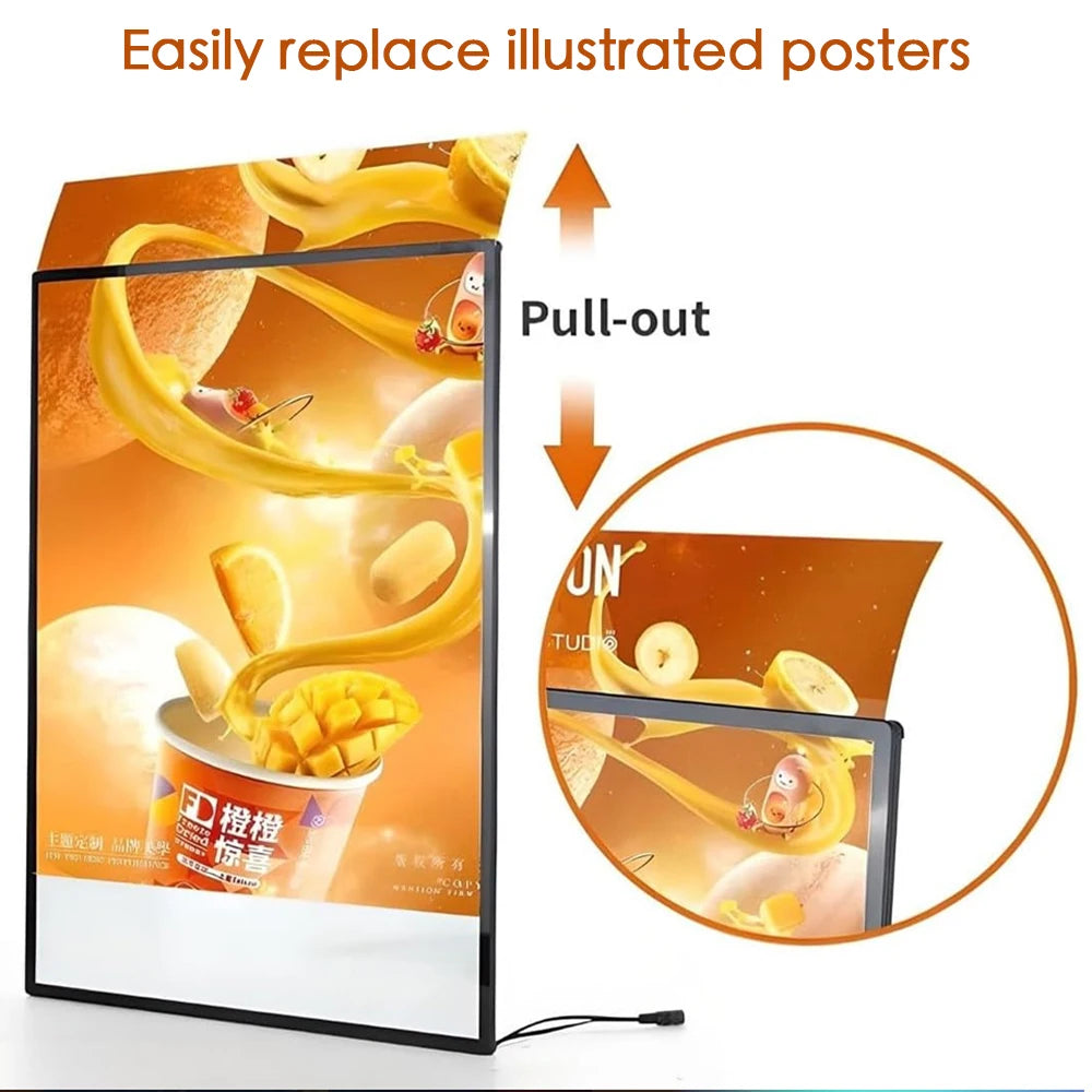A1 A2 A3 A4 Ultra-thin Illustration LED Screen Poster Display Light Box Cafe Fast Food Menu Board Aluminum Frame Light Deco Lamp