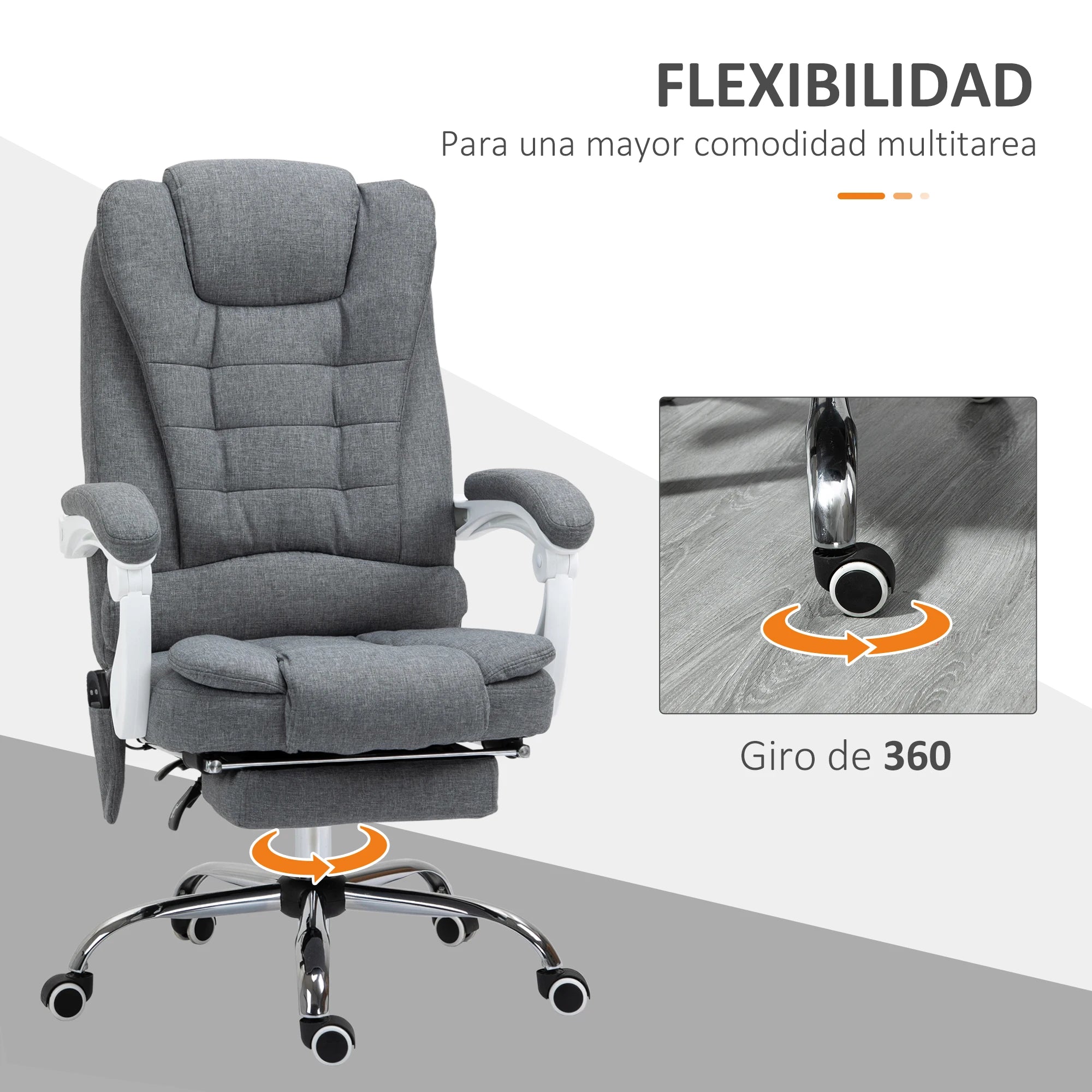Massage Office Chair with 6 Vibration Points & Heat Therapy - Grey Massage Chairs Tidesmit