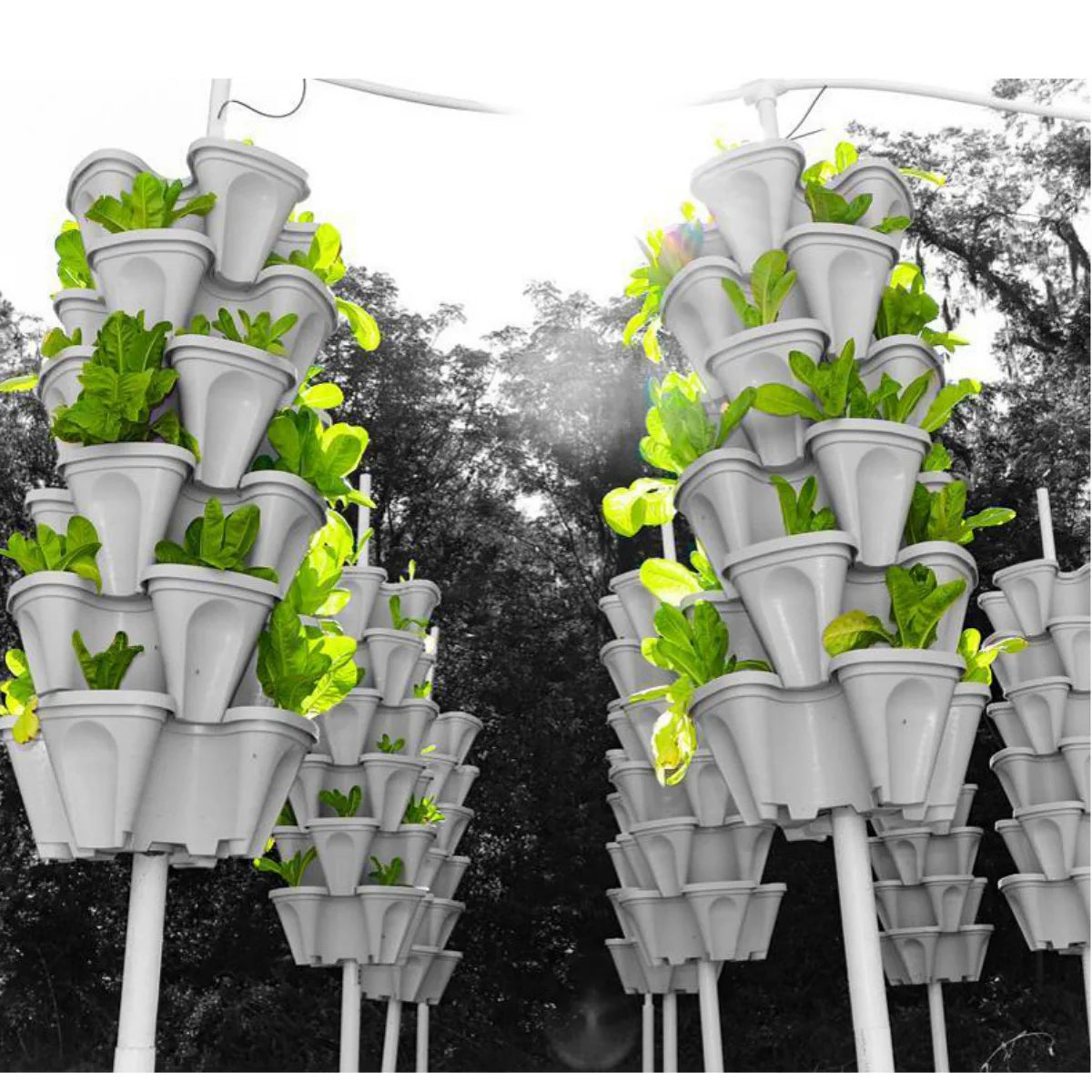Multi-Color Stackable Flower Pot Movable 3-Petal 4-Petal Strawberry Herbs Vertical Pot Three-Dimensional Planting Container 2Pcs