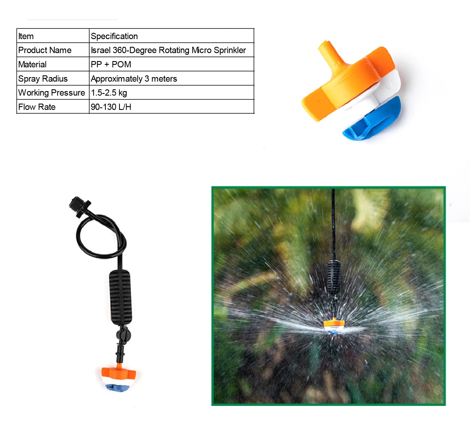 10 Pack Mist Nozzle Kit 360° Rotating Hanging Irrigation Nozzles Greenhouse Cooling Mist Spray Garden Water System Agriculture