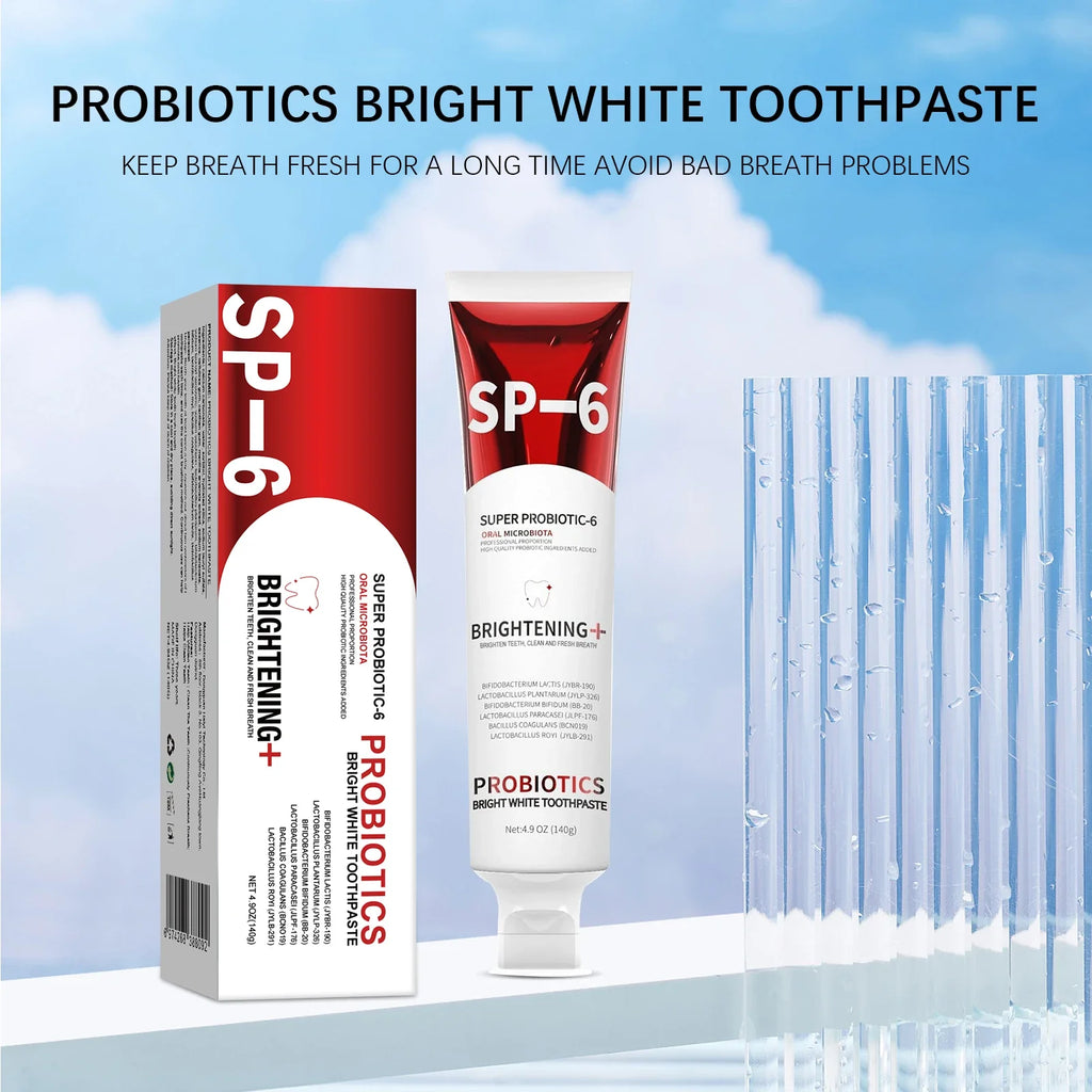 Tidesmit 140g SP-6 Probiotic Whitening Toothpaste for plaque removal, cavity prevention, and fresh breath.
