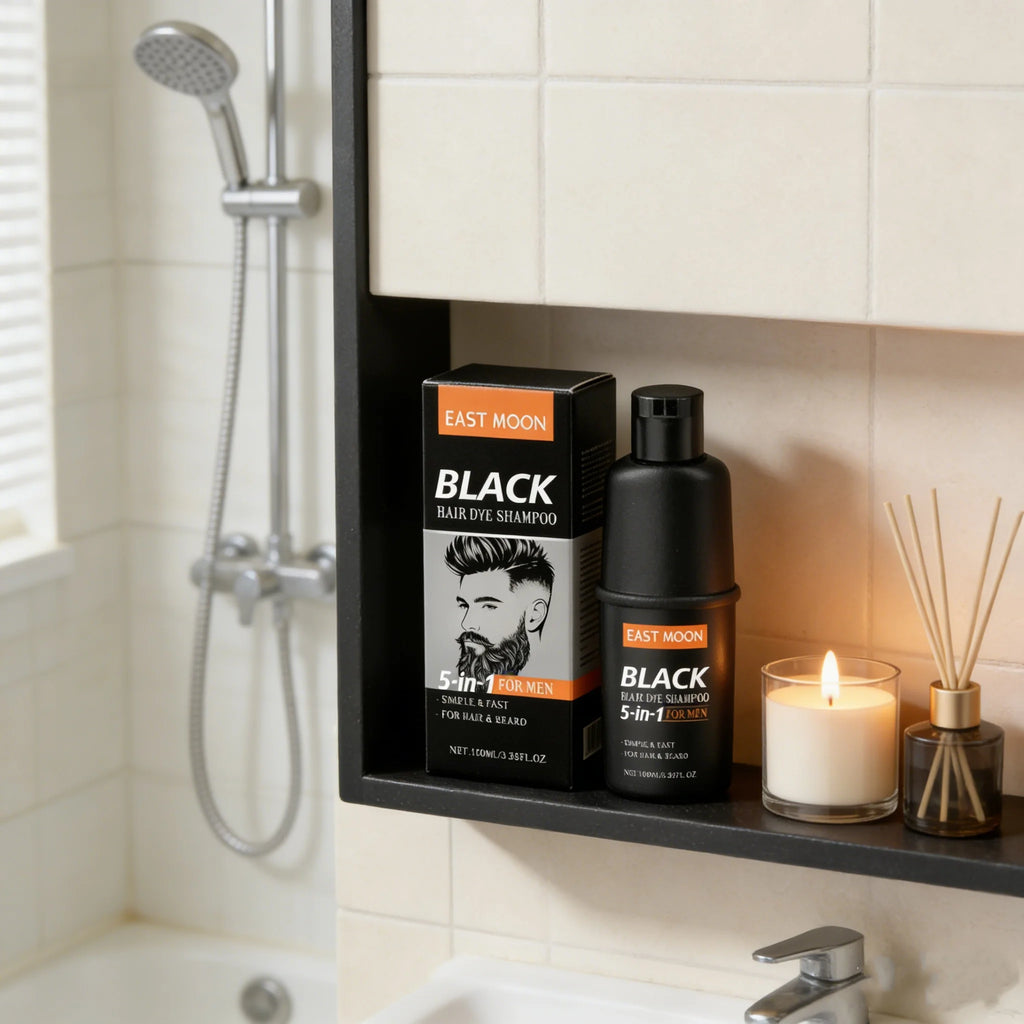 East Moon 5in1 Man Hair Dye Shampoo Repairing Gray White Non Irritating Keep Nourish Root Holiday Gift Black Hair Dyeing Shampoo