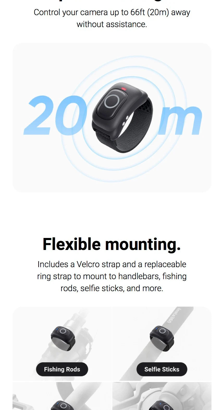 Insta360 Ring Remote Control for X4 and Ace Pro 2 | 20m Range Tidesmit