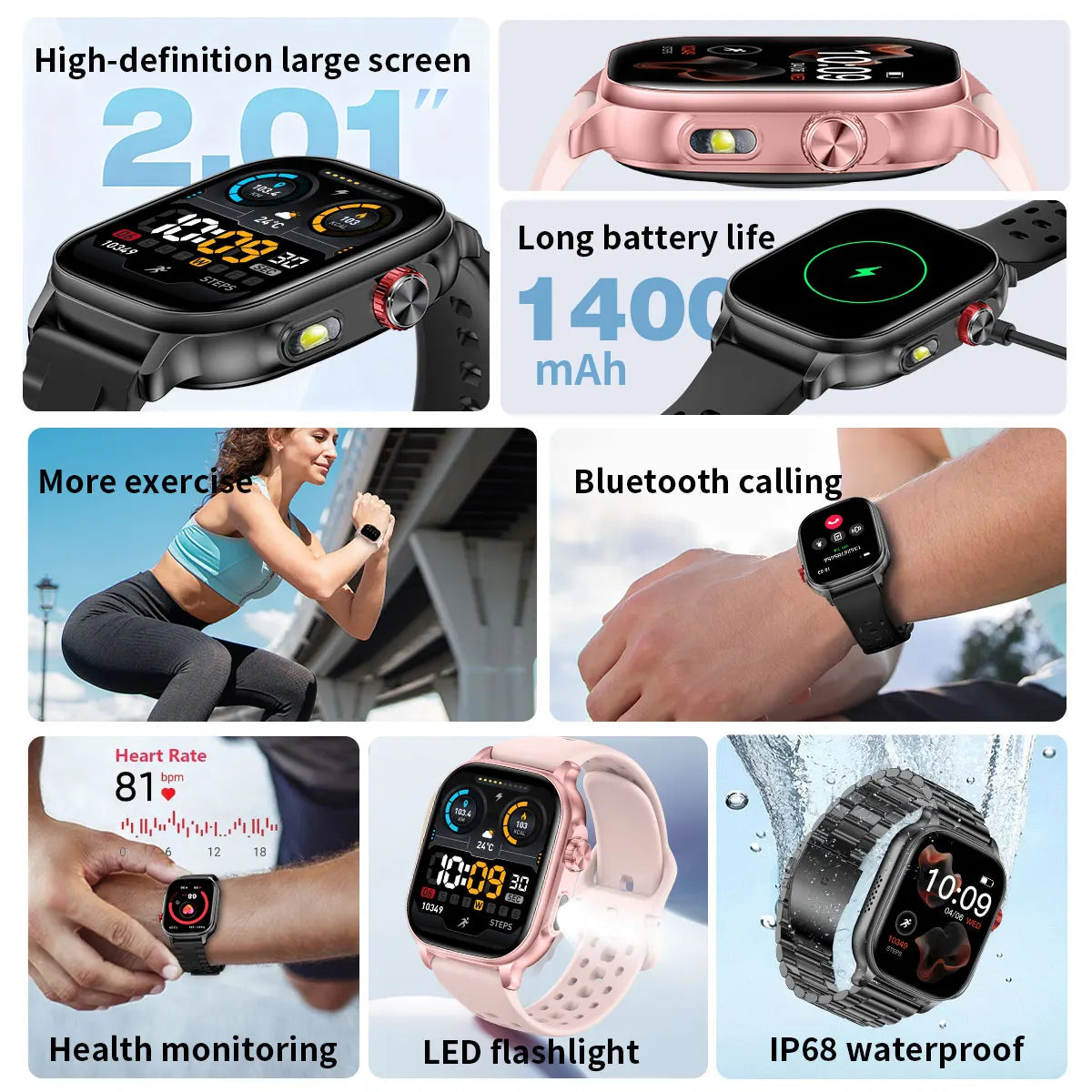 2026men's andwomen'ssmartwatches,2.01-inch high-definitiontouchscreen,1400mAhultra long battery life,men'sandwomen'sholidaygifts